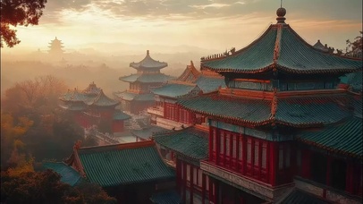 恢弘古城古风建筑风景