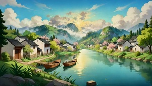 春山渡溪村