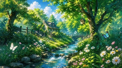 林中溪水潺潺