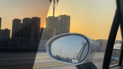 4K车窗风景夕阳