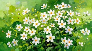 油画花草树木