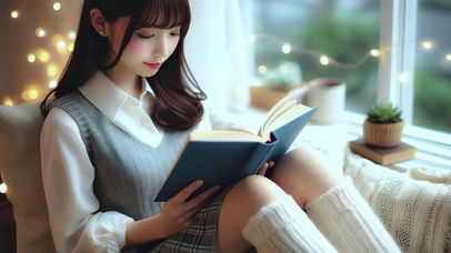 治愈美女看书4K
