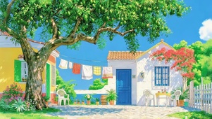 夏日彩色小镇