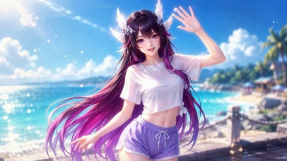 海边元气二次元美少女
