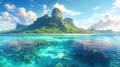 蓝天阳光海岛纯净海面