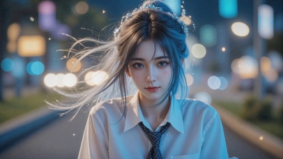 霓虹下的飘逸女孩