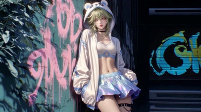 街头甜酷涂鸦少女