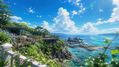 清新蔚蓝海岸自然风光