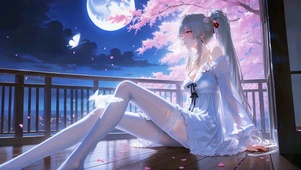 月下樱花银发美少女绯雪