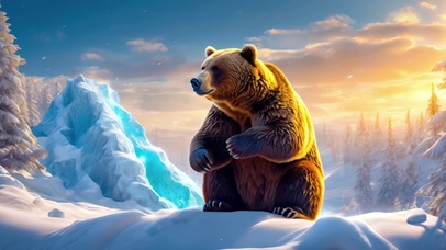 冬天雪地的野熊