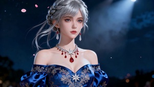 3D晚礼服银发典雅纯欲优雅女神