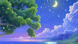 护眼夜景星空河流带鱼屏