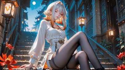 街巷白衣少女嘉贝莉娜