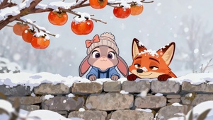 雪天石墙上的朱迪尼克