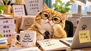 努力打工的可爱橘猫