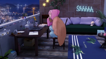 宁静的城市阳台少女