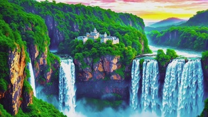 大气磅礴瀑布美景