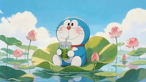 荷叶上的机器猫