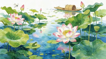 小清新荷花池塘