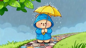 雨中可爱小熊