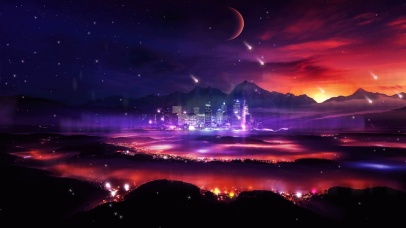 治愈唯美夜景城市星空