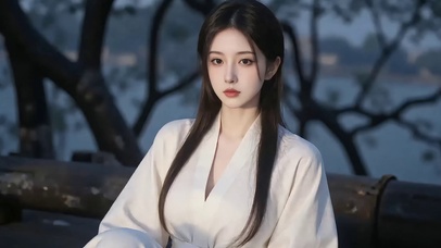 一袭白衣古风美女