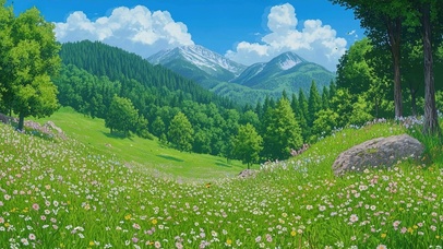 护眼山川绿景