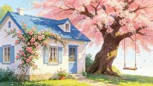 樱花树下小屋