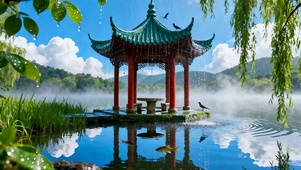雨天亭子
