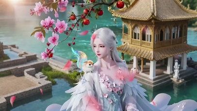 花映春风湖畔古风美女1