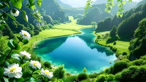 绿色护眼山水美景