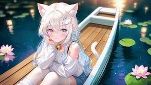 夜湖泛舟猫耳二次元美少女