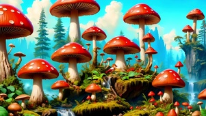 奇幻森林中的蘑菇