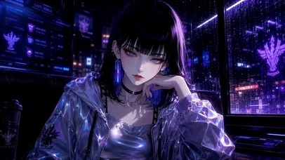 赛博朋克雨夜酷飒美少女