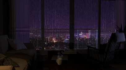 舒适的雨夜城市景观