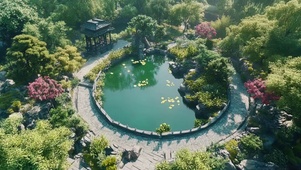 俯瞰夏日绿色园林公园