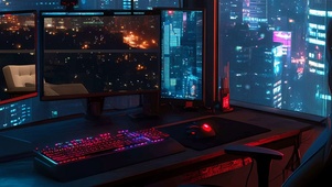 城市科幻房间带鱼屏