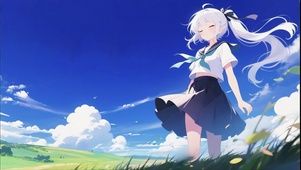 草原借风散意少女