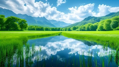 清新绿色护眼山水