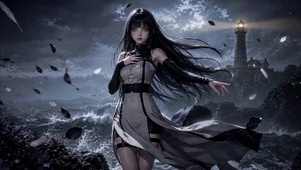 海风灯塔少女