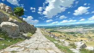 蓝天阳光石头小径