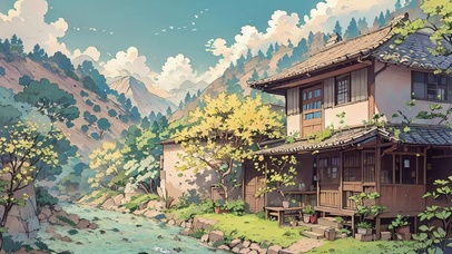 唯美古风山水画