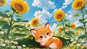 向日葵花田狐狸