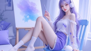 唯美紫发美女高清4k