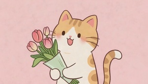 可爱的郁金香猫咪