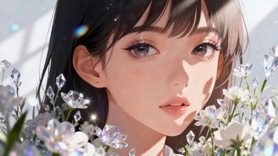 花丛中长发女孩