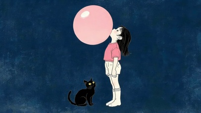 可爱女孩和猫咪