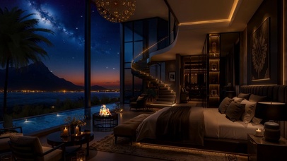 星空临湖卧房