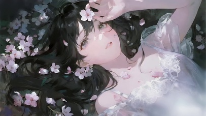 樱树下借风散意的少女