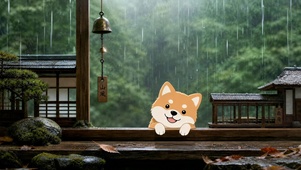 躲雨的狗狗
